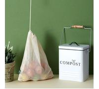 Je Cherche une Idée – Poubelle de compostage – Métal 5 L – Blanc et Noir
