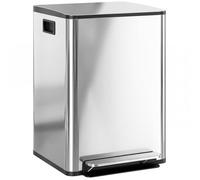 Poubelle de cuisine 2 compartiments de 2 x 20L avec pédale en acier inoxydable couvercle à fermeture douce