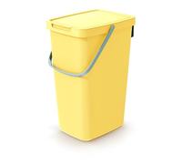 Poubelle de cuisine 20 l en plastique avec couvercle et cadre amovible, support mural jaune