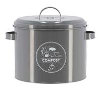 Poubelle de cuisine à compost - SECRETS DU POTAGER - Ronde - 6 litres - Acier au carbone - Sans odeur