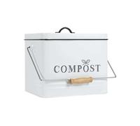 Je Cherche une Idée – Poubelle à compost – Métal peint Vintage – 10 L – Blanc
