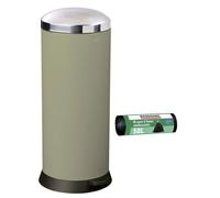 Poubelle de cuisine à pédale 30L et 10 sacs poubelle 50L Gris vert