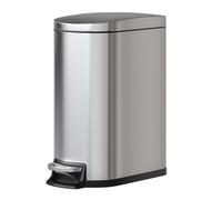 Poubelle de cuisine à pédale 50L - Métal anti-rouille, design slim, couvercle soft-close, seau intérieur avec couvercle - Argent