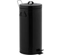 Poubelle de cuisine à pédale 30L Vintage BROOKLYN Noir en acier Inox avec seau