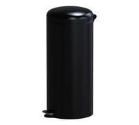 Poubelle de cuisine à pédale basique chic cylindrique 30L URBAN Noir en acier inox avec seau