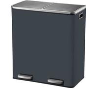 Poubelle de cuisine à pédale tri sélectif - MAJOR - KITCHEN MOVE - 60L (2x30L) - Acier inox - Gris mat