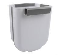 Poubelle de cuisine à suspendre avec grattoir intégré, économise de l'espace au-dessus de la porte d'armoire, seau ergonomique sans flexion pour déchets alimentaires de comptoir, gris 2