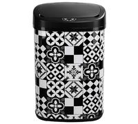 Poubelle de cuisine automatique 58L MAJESTIC Carreau de ciment Noir en acier INOX avec cerclage