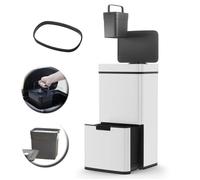 KITCHEN MOVE Poubelle De Cuisine Automatique Tri Sélectif Double Compartiment 75l NARVIK BLANCHE White mat Recyclage Grande Capacité Et Poubelle De Table 3l