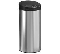 HOMCOM Poubelle de cuisine automatique 30 L en acier inoxydable, couvercle à fermeture en douceur, poubelle à capteur de mouvement sans contact, fonctionnant par piles, anti-digitales, argent