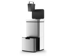 Poubelle De Cuisine Automatique Tri Sélectif Double Compartiment 75l NARVIK En Acier Inox Recyclage Grande Capacité Et Poubelle De Table 3l