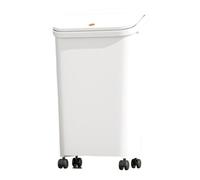 Poubelle de cuisine avec couvercle de type presse, poubelle mobile en plastique avec roues et anneau de pression intégré pour la maison/salle de bain/bureau/garage, poubelle de salle de bain (blanc)