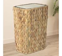 Poubelle de Cuisine Boho, Poubelle de 12 Litres avec Couvercle Pop-up, 2 en 1 Corbeille à Papier & Poubelle en Rotin, Petite Poubelle de Salle de Bains, Poubelle Anti-Odeurs, Beige Étroite Corbeille