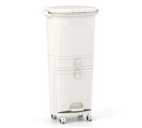 Poubelle de Cuisine COSTWAY 42 L - 3 Compartiment Tri Selectif et 1 Tiroir de Rangement Beige