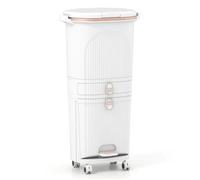 Poubelle de Cuisine COSTWAY 42 L - 3 Compartiment Tri Selectif et 1 Tiroir de Rangement Blanc