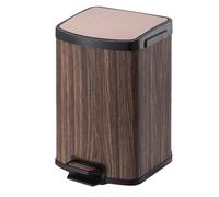 Poubelle de cuisine double en acier inoxydable avec couvercle, fermeture en douceur, poubelle à pédale sans contact avec seau intérieur for chambre, bureau, salon(Wood grain,7L)