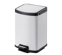 Poubelle de cuisine double en acier inoxydable avec couvercle, fermeture en douceur, poubelle à pédale sans contact avec seau intérieur for chambre, bureau, salon(blanc,9L)