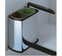 Poubelle de cuisine encastrable sous évier 2 bacs 16L Hailo AS Duo Coloris - Argent / Noir