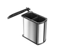 Poubelle de cuisine encastrable sous évier 2 bacs 16L Hailo AS Duo - Inox/Noir