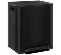 Poubelle de cuisine - HOMCOM - 2 compartiments 2 x 25L - couvercle à fermeture douce - acier inoxydable - 47,7x37,5x56cm - noir