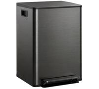 Poubelle de cuisine - HOMCOM - 2 compartiments 2 x 30L - couvercle à fermeture douce - acier inoxydable - 47,7x37,5x66,8cm - noir