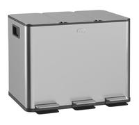 Poubelle de cuisine - HOMCOM - 3 compartiments de 20L - seaux intérieurs amovibles - acier inoxydable - 61,9x36,6x56,7cm - argent