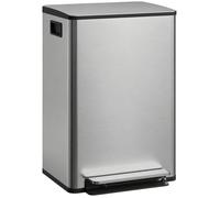 HOMCOM Poubelle cuisine 50L, poubelle à pédale en acier inoxydable avec seau intérieur amovible, couvercle à fermeture douce et maintien en ouverture, filtre anti-odeurs, poignées, anti-traces, argent