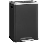 Poubelle de cuisine - HOMCOM - double compartiments 2 x 20L - pédale, fermeture douce - acier inoxydable et PP - 40x34,8x59cm - noir