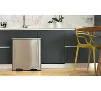 Poubelle de cuisine tri sélectif MAJOR Noir Acier inoxydable 60L