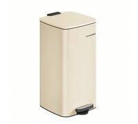 Poubelle de cuisine, Poubelle 30 L, Poubelle à pédale en acier, avec seau Intérieur, Fermeture Douce et Maintien en ouverture, Beige Sable