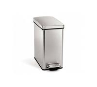 simplehuman CW1898CB poubelle étroite à pédale, petite poubelle de salle de bain bureau chambre, acier inoxydable brossé, 10 litres