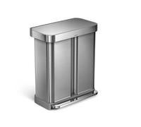 Poubelle de cuisine rectangulaire à pédale tri sélectif Simplehuman 58 L INOX