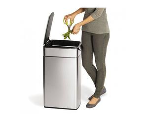 Poubelle de cuisine rectangulaire SLIM TOUCH BAR Simplehuman 40 L INOX