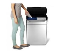 Poubelle de cuisine rectangulaire Touch Bar Simplehuman Tri sélectif 48 L INOX
