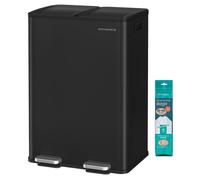 Poubelle de Cuisine - SONGMICS - 2 x 30 L - Double Compartiment - Fermeture Douce - Noir d'Encre