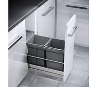 Hailo Poubelle de cuisine tri sélectif 2 bacs encastrable 30L (15+15) Tandem