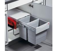 Poubelle de cuisine tri sélectif 2 bacs encastrable 40L (20+20) Hailo Raumspar Tandem + Kit Balayette G