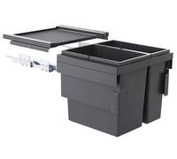 Poubelle de cuisine tri sélectif 2 bacs encastrable 46L (28+18) Hailo Cargo Synchro