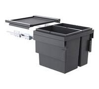 Poubelle de cuisine tri sélectif 2 bacs encastrable 46L (28+18) Cargo Synchro