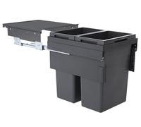 Poubelle de cuisine tri sélectif 2 bacs encastrable 80L (38+38) Euro Cargo anthracite