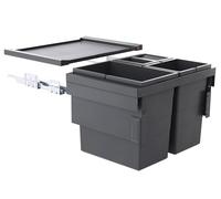 Poubelle de cuisine tri sélectif 3 bacs encastrable 54L (28+13+13) Hailo Cargo Synchro