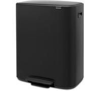 Brabantia Poubelle à pédale de recyclage, acier, noir mat, grande (2 x 30 l)