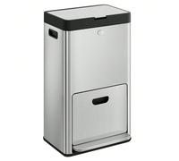 Poubelle de cuisine, Volume de 2 x 17L et 26L, Filtre à charbon, Pédale Large, Argent