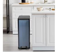 Poubelle de cuisine Zack Aspect Métal Fermeture automatique, Bleu métallique 15 L
