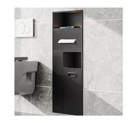 Poubelle de douche et de papier toilette en acier inoxydable noir, élégante alcôve intégrée pour shampooing et articles de toilette, étagères modernes pour la maison et la salle de bain