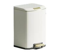 Poubelle de luxe à fermeture douce avec couvercle, poubelle en acier inoxydable avec pédale et seau intérieur pour cuisine, salle de bain, salon, bureau et salle de bain (blanc crème, 9 l)