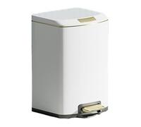 Poubelle de luxe à fermeture douce avec couvercle, poubelle en acier inoxydable avec pédale et seau intérieur pour cuisine, salle de bain, salon, bureau et salle de bain (blanc mat, 9 l)
