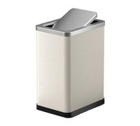 Poubelle de luxe en acier inoxydable avec couche extérieure en cuir synthétique, poubelle fine de 10/15 litres avec couvercle pivotant à 360° pour salle de bain, chambre à coucher, bureau, salle de