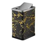 Poubelle de luxe en acier inoxydable avec couche extérieure en cuir synthétique, poubelle fine de 10/15 litres avec couvercle pivotant à 360° pour salle de bain, chambre à coucher, bureau, salle de