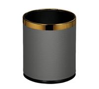 Poubelle de luxe en métal à double couche, ouverte sur le dessus, en similicuir, décoration moderne for chambre, cuisine, salle d'eau, hôtel, entreprise(Grey,14L)